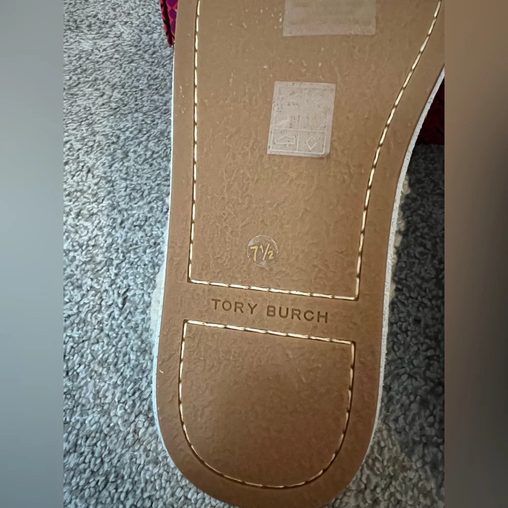 Tory Burch Suede Shearling Logo Loafer Slippers - Picture 5 of 7